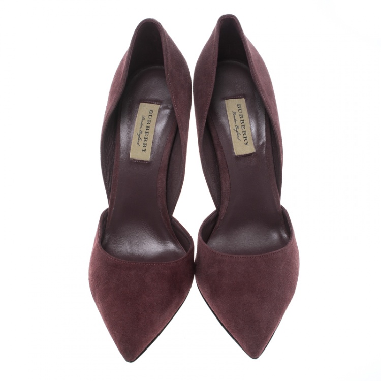 Pre Owned Burberry Taupe Rose Suede Vernoff D'Orsay Pointed Toe Pumps Size 41
