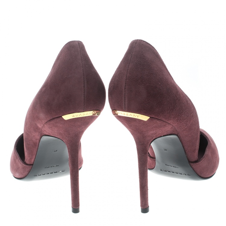 Pre Owned Burberry Taupe Rose Suede Vernoff D'Orsay Pointed Toe Pumps Size 41