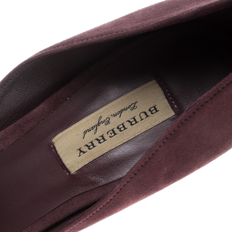 Pre Owned Burberry Taupe Rose Suede Vernoff D'Orsay Pointed Toe Pumps Size 41