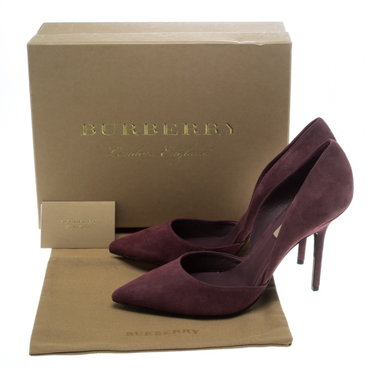 Pre Owned Burberry Taupe Rose Suede Vernoff D'Orsay Pointed Toe Pumps Size 41