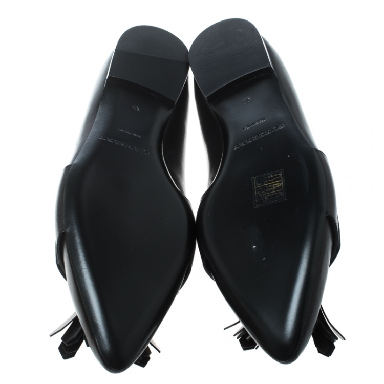 Pre Owned Burberry Black Leather Coledale Tassel Detail Pointed Toe Penny Loafers Size 39