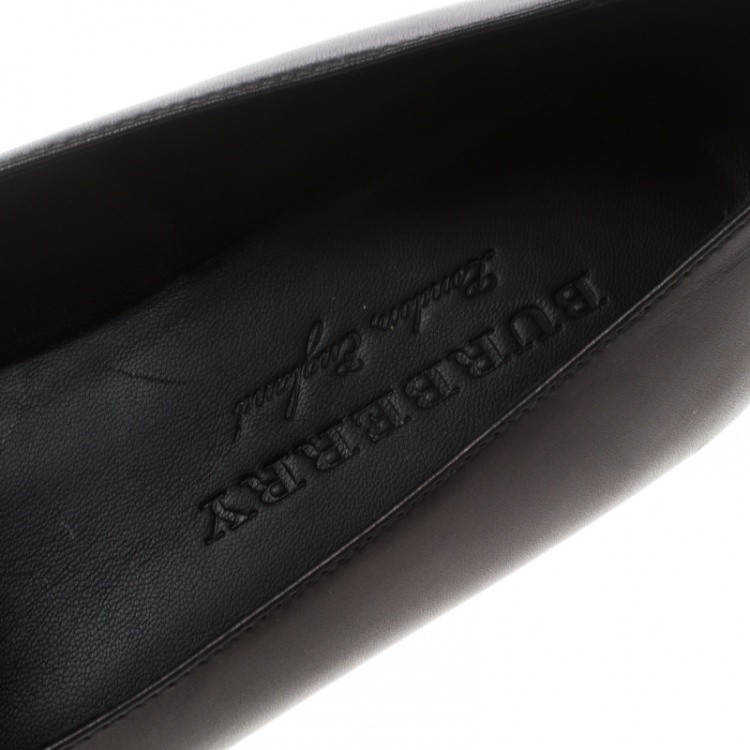 Pre Owned Burberry Black Leather Coledale Tassel Detail Pointed Toe Penny Loafers Size 39