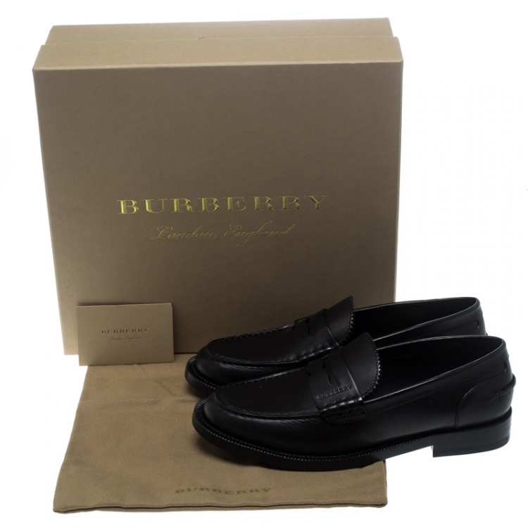 Pre Owned Burberry Black Leather Bedmont Penny Loafers Size 40