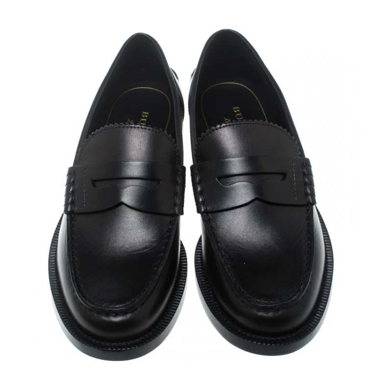 Pre Owned Burberry Black Leather Bedmont Penny Loafers Size 37.5