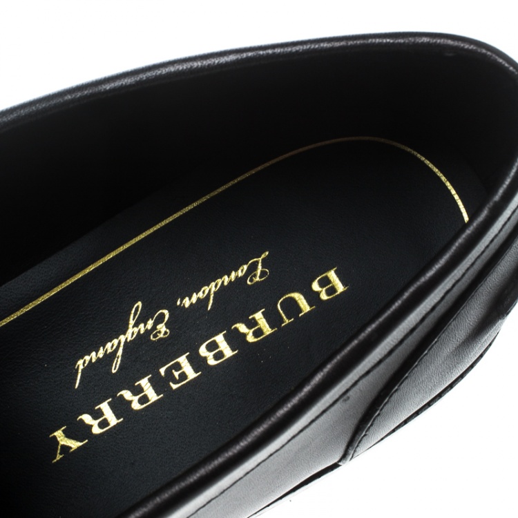 Pre Owned Burberry Black Leather Bedmont Penny Loafers Size 37.5