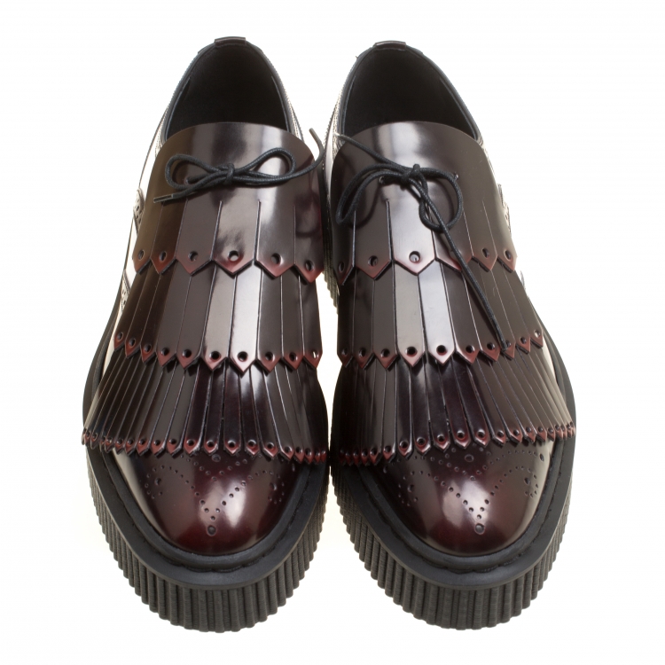 Pre Owned Burberry Two Tone Brogue Leather Chelsam Lace Up Platform Oxfords Size 40