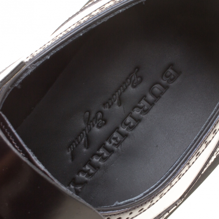 Pre Owned Burberry Two Tone Brogue Leather Chelsam Lace Up Platform Oxfords Size 40