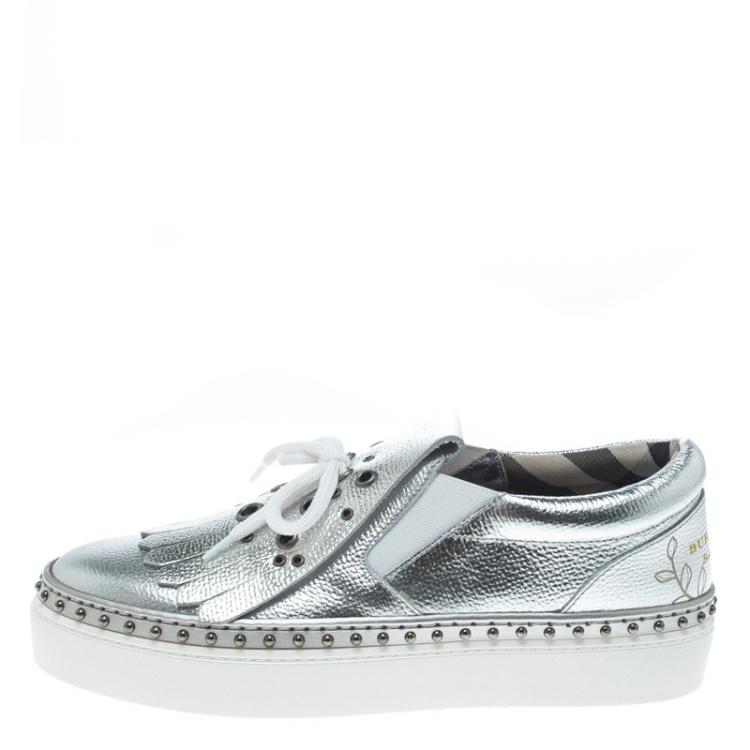 Burberry sneakers womens clearance silver