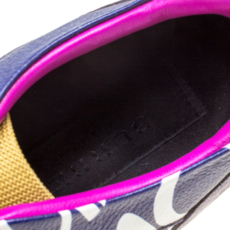 Pre Owned Burberry Prorsum Multi Colorblock Leather Writer Print and Canvas The Field Sneakers Size 43