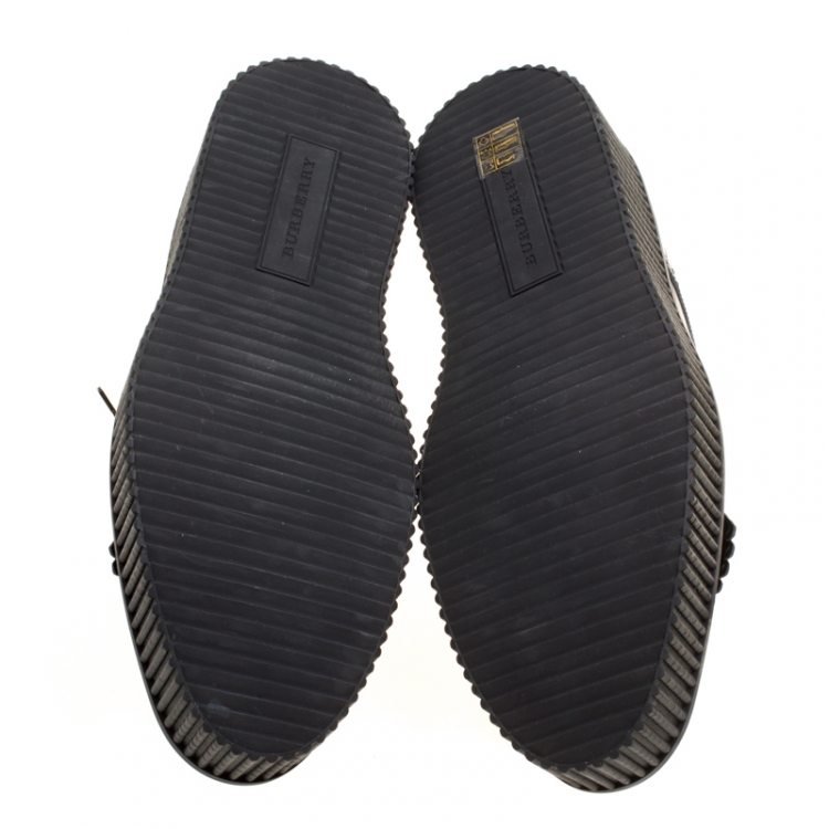 مملوكة مسبقًا Burberry Black Brogue Leather Chelsam Lace Up Platform Oxfords Size 40