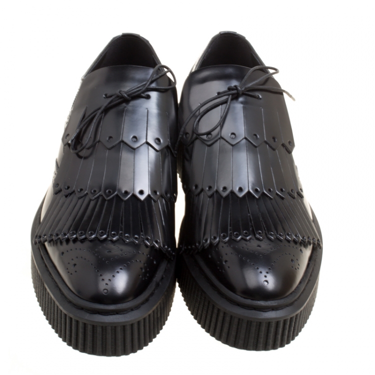 مملوكة مسبقًا Burberry Black Brogue Leather Chelsam Lace Up Platform Oxfords Size 40