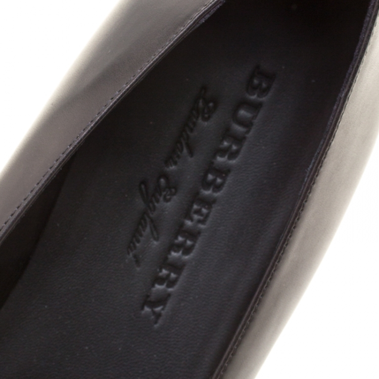 Pre Owned Burberry Black Leather Coledale Tassel Detail Pointed Toe Penny Loafers Size 39.5