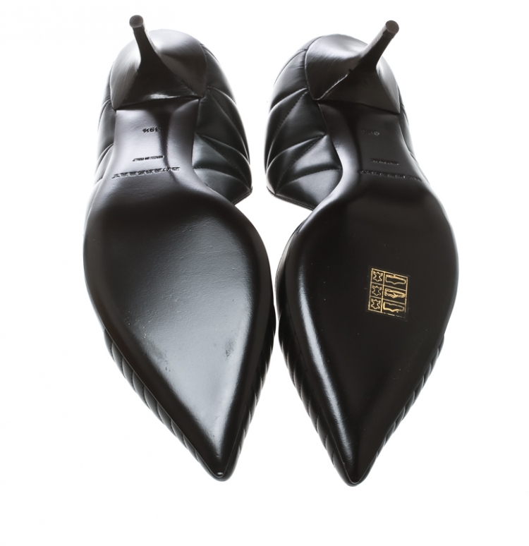 Pre Owned Burberry Black Quilted Leather Amalia Pointed Toe D'orsay Pumps Size 39.5
