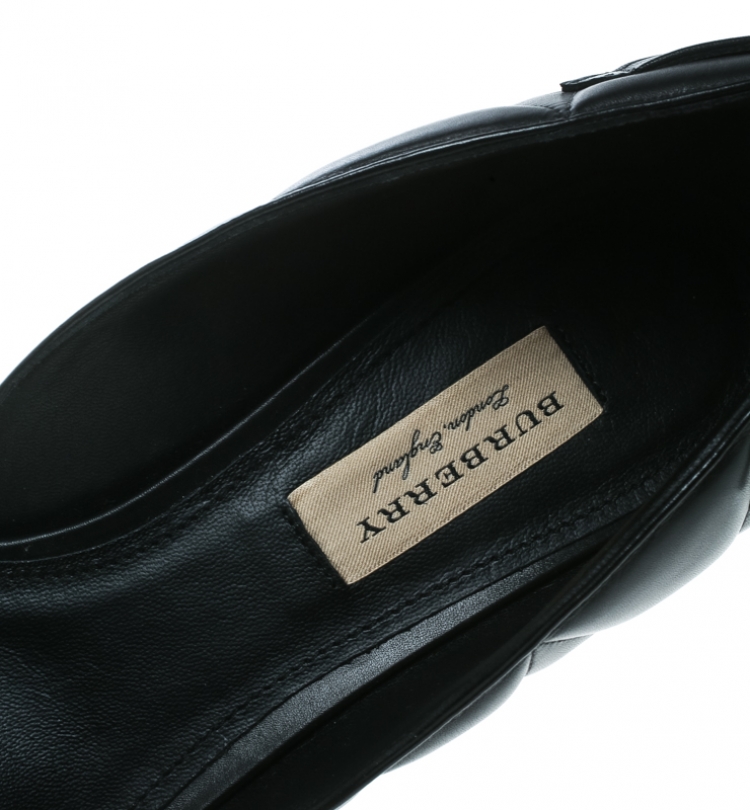 Pre Owned Burberry Black Quilted Leather Amalia Pointed Toe D'orsay Pumps Size 39.5