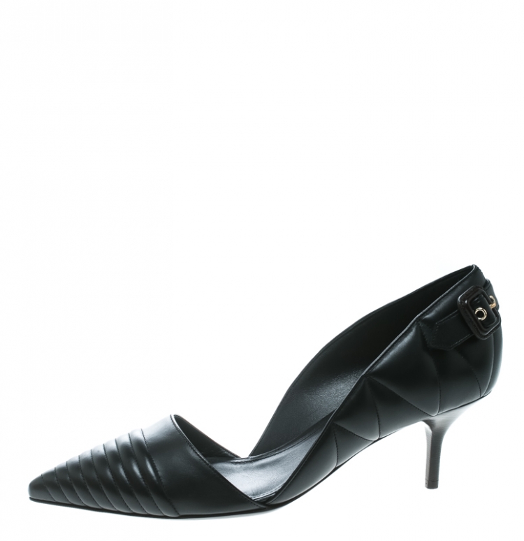 Pre Owned Burberry Black Quilted Leather Amalia Pointed Toe D'orsay Pumps Size 39.5