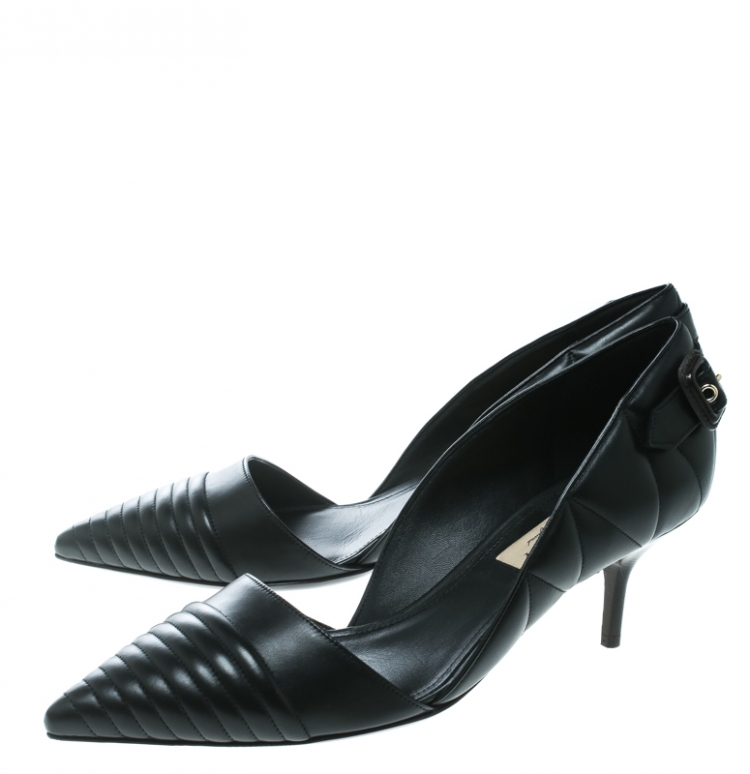 Pre Owned Burberry Black Quilted Leather Amalia Pointed Toe D'orsay Pumps Size 39.5