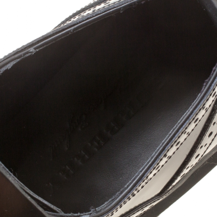 Pre Owned Burberry Black Brogue Leather Chelsam Lace Up Platform Oxfords Size 38