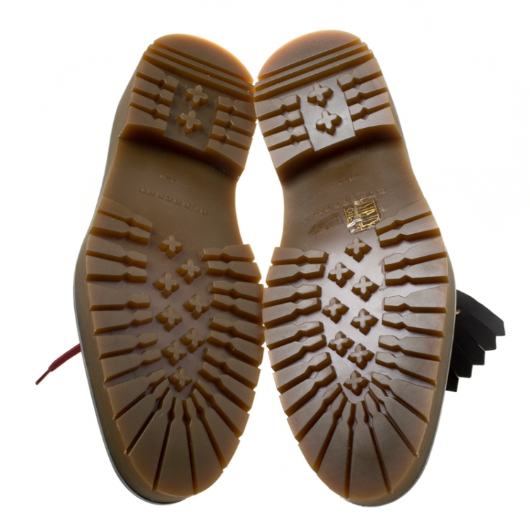 Pre Owned Burberry Two Tone Brogue Leather Bissett Fringe Detail Lace Up Platform Derby Size 41
