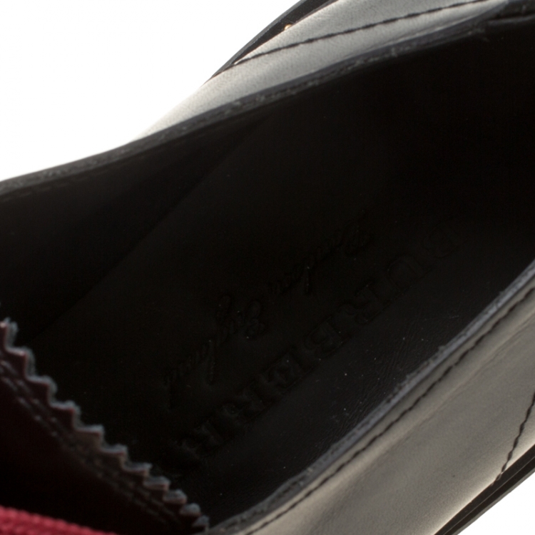 Pre Owned Burberry Two Tone Brogue Leather Bissett Fringe Detail Lace Up Platform Derby Size 41