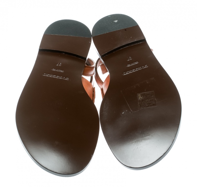 Pre Owned Burberry Cognac Brown Leather Bethany Tassel Detail Flat Sandals Size 37