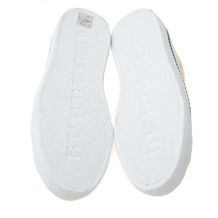 Pre Owned Burberry Cream Printed Canvas Sneakers Size 40
