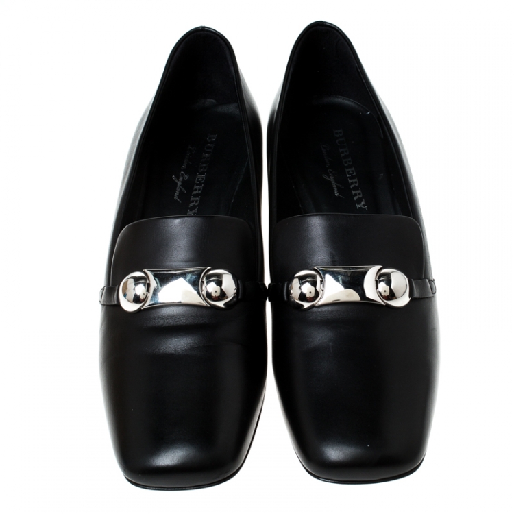 Pre Owned Burberry Black Leather Amika Embellished Pumps Size 40