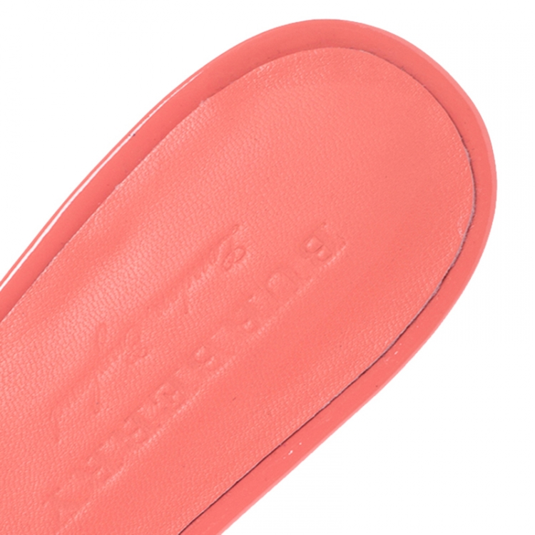 Pre Owned Burberry Pink Patent Leather Coleford Slide Sandals Size 39