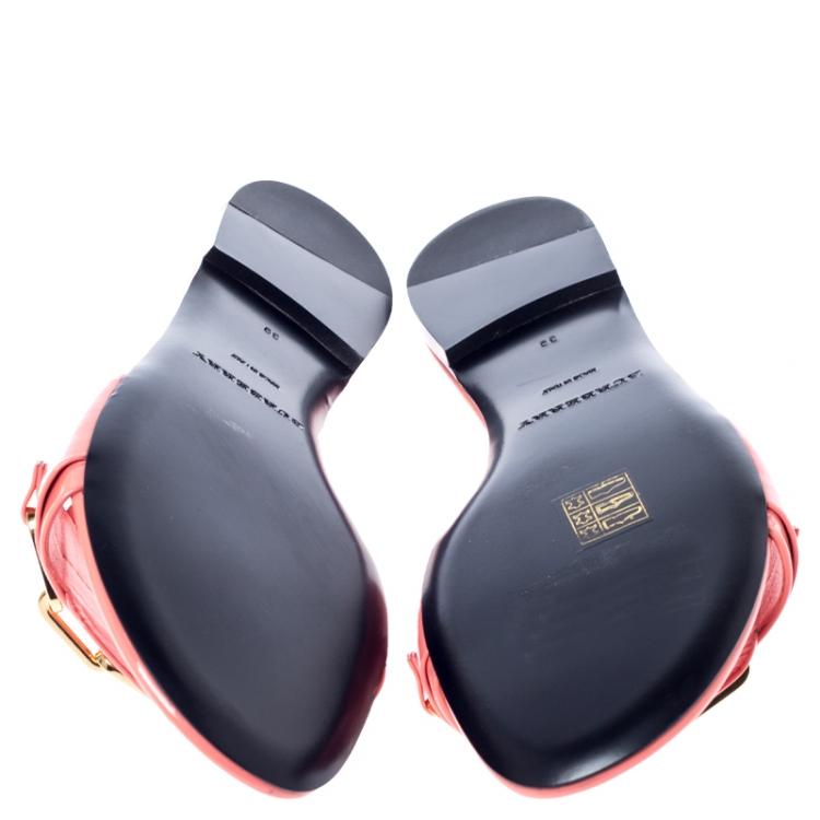 Pre Owned Burberry Pink Patent Leather Coleford Slide Sandals Size 39