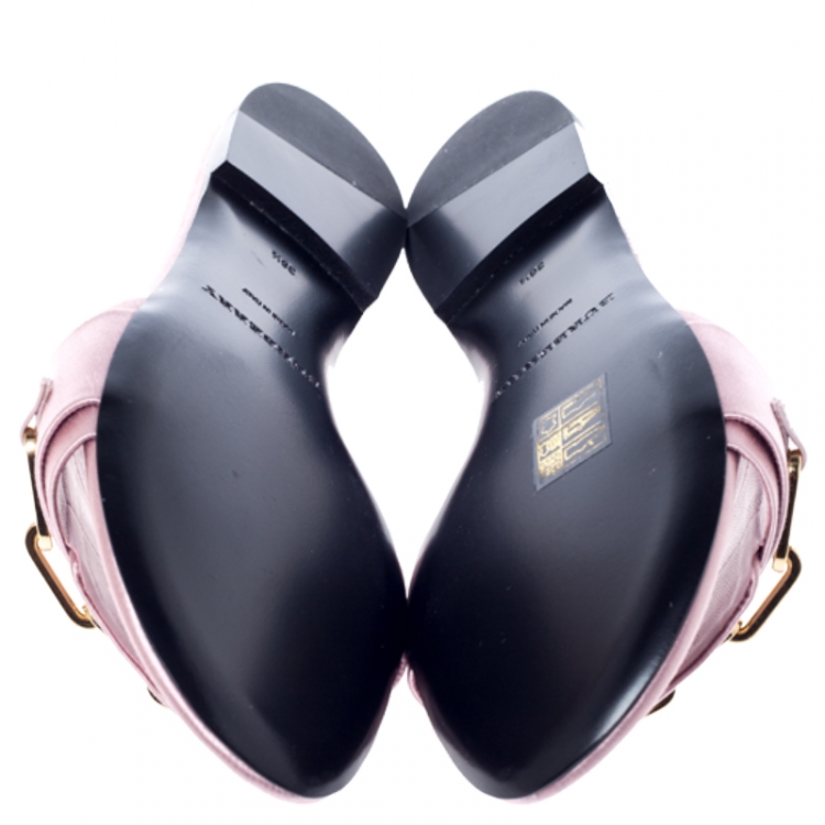 Pre Owned Burberry Pink Satin Coleford Flat Slides Size 36.5