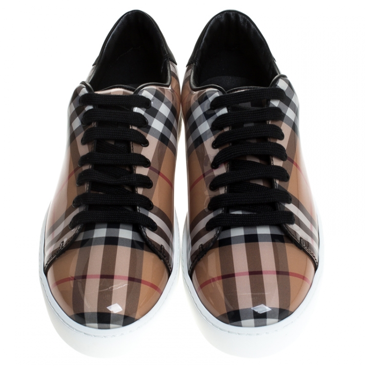 Pre Owned Burberry Nova Check PVC And Leather Westford Vin Sneakers Size 40