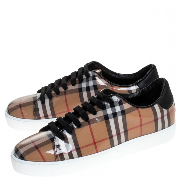 Pre Owned Burberry Nova Check PVC And Leather Westford Vin Sneakers Size 40