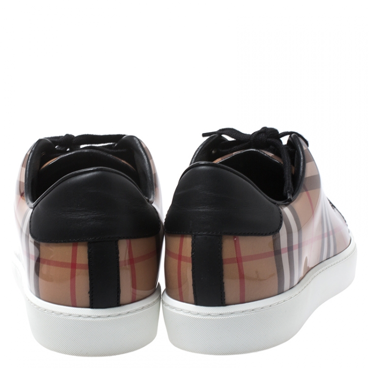 Pre Owned Burberry Beige Nova Check PVC And Leather Trim Westford Low Top Sneakers Size 41