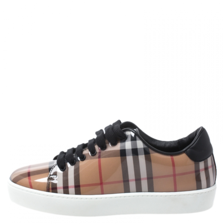 Pre Owned Burberry Nova Check PVC And Leather Westford Vin Sneakers Size 36