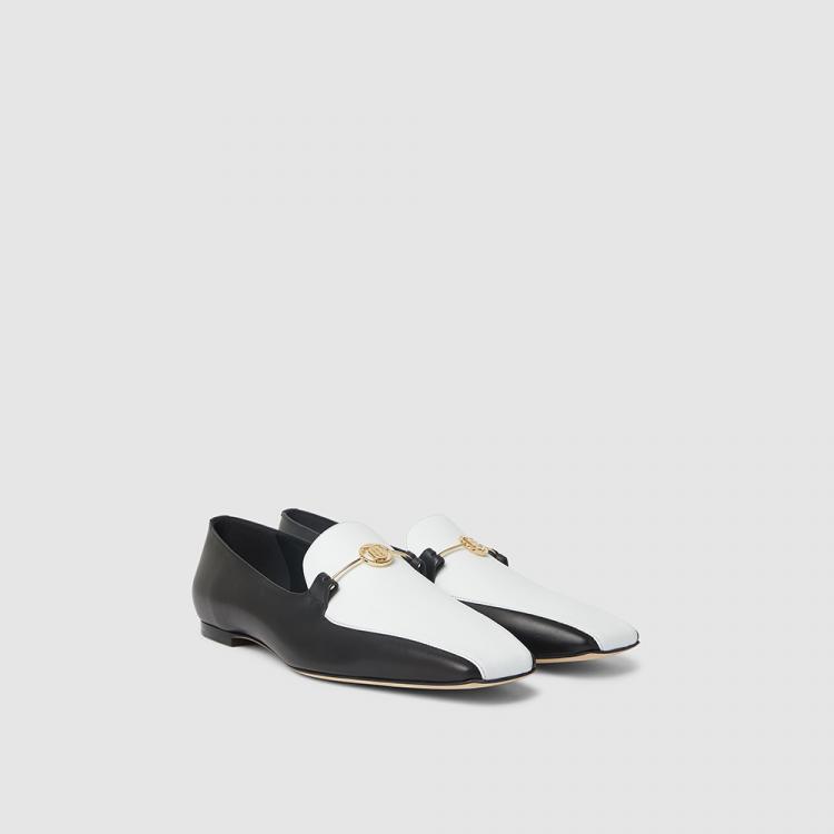 Pre Owned Burberry Multicoloured Almerton Two-Tone Leather Loafers Size IT 41