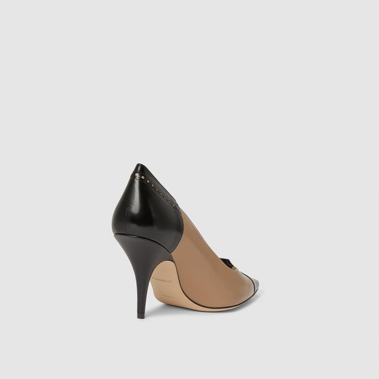 Pre Owned Burberry Multicoloured Eldmon Two-Tone Leather Pumps Size IT 39