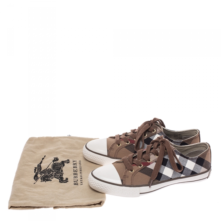 مملوكة مسبقًا Burberry Multicolor Check Canvas And Rubber Cap Toe Sneakers Size 39