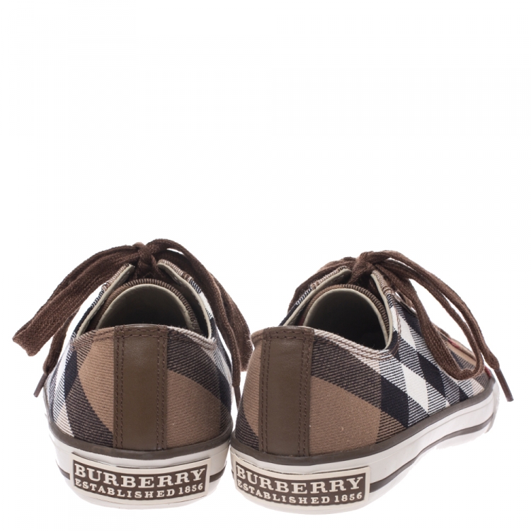 مملوكة مسبقًا Burberry Multicolor Check Canvas And Rubber Cap Toe Sneakers Size 39