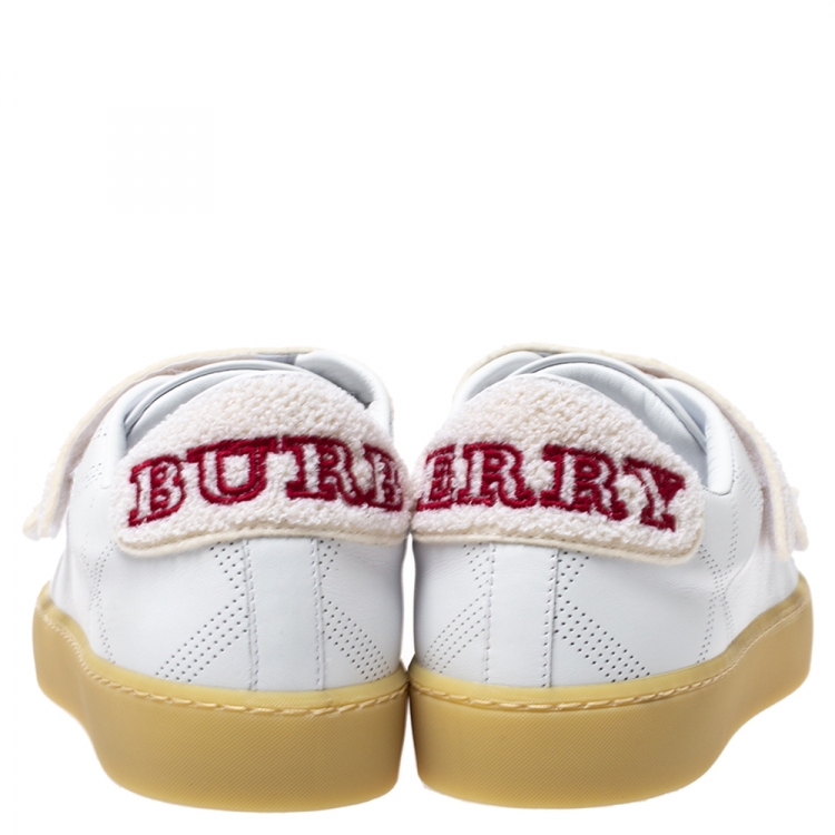 Pre Owned Burberry White Leather Becky Perf Sneakers Size 40