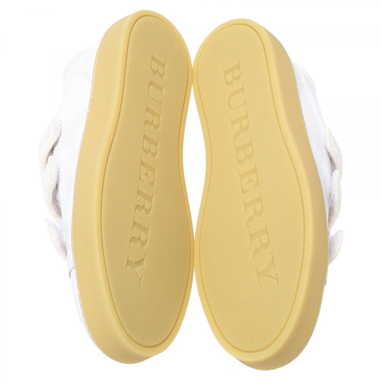 Pre Owned Burberry White Leather Becky Perf Sneakers Size 40