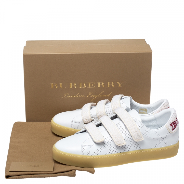 Pre Owned Burberry White Leather Becky Perf Sneakers Size 40