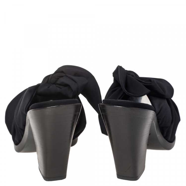 Pre Owned Burberry Black Fabric and Leather Tillington Mules Size 38