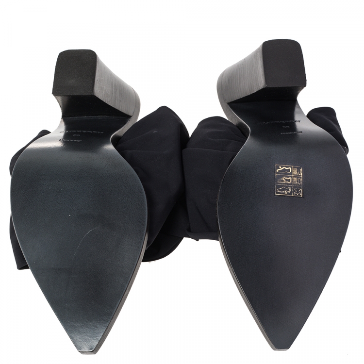 Pre Owned Burberry Black Fabric and Leather Tillington Mules Size 38