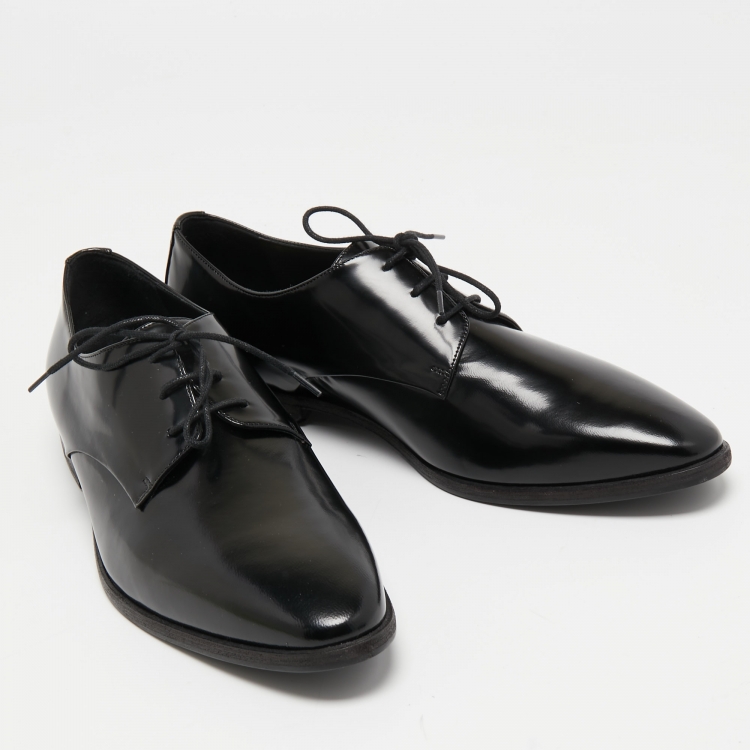 Pre Owned Burberry Black Leather Lace Up Derby Size 39