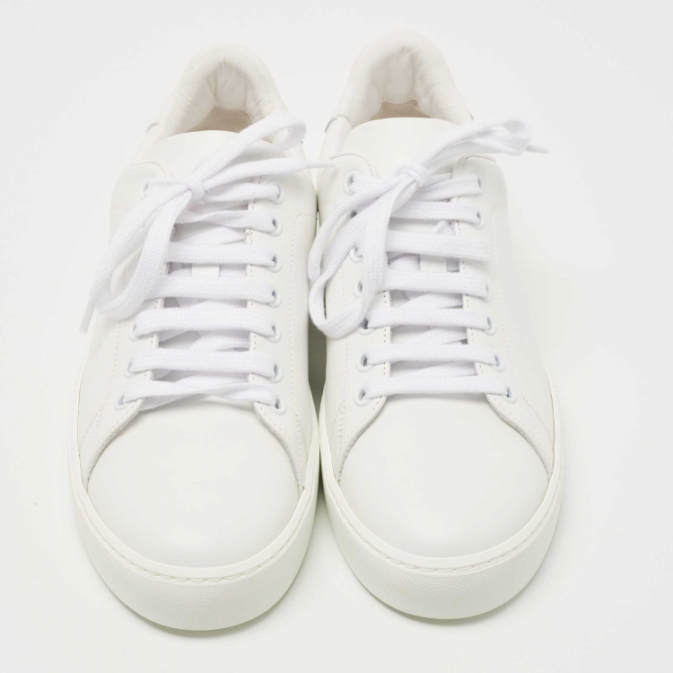 Pre Owned Burberry White Leather Lace Up Sneakers Size 39