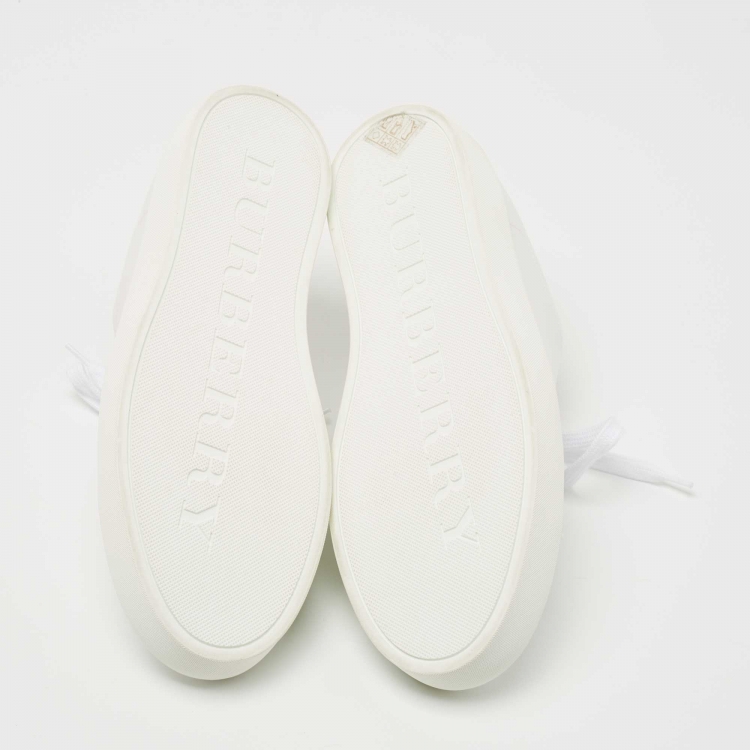 Pre Owned Burberry White Leather Lace Up Sneakers Size 39