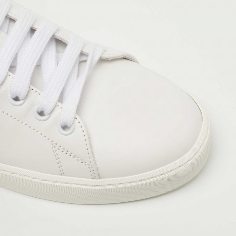 Pre Owned Burberry White Leather Lace Up Sneakers Size 39