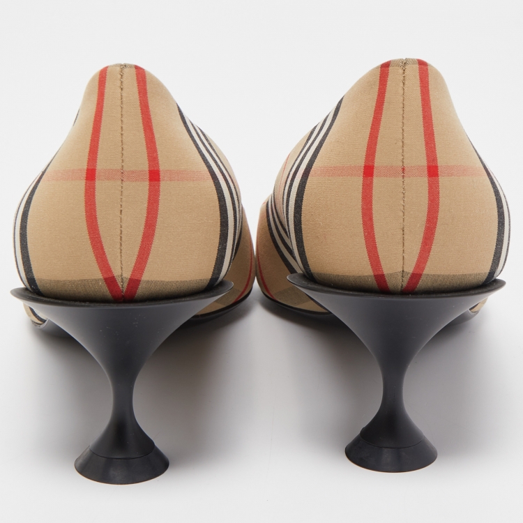Pre Owned Burberry Beige Nova Check Pointed Toe Pumps Size 40