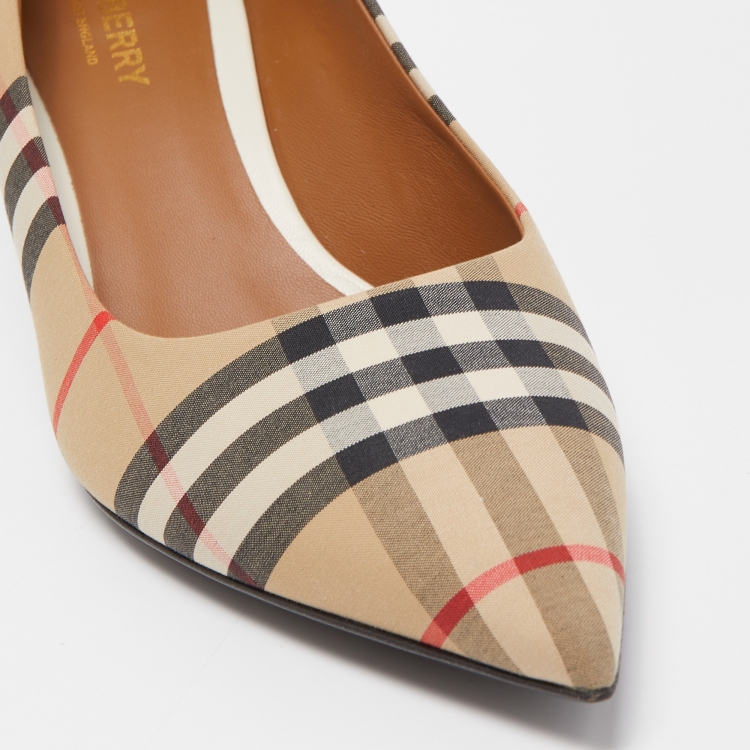 Pre Owned Burberry Beige Nova Check Pointed Toe Pumps Size 40