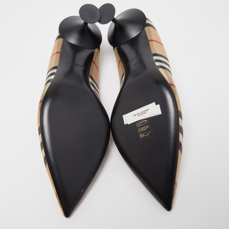 Pre Owned Burberry Beige Nova Check Pointed Toe Pumps Size 40