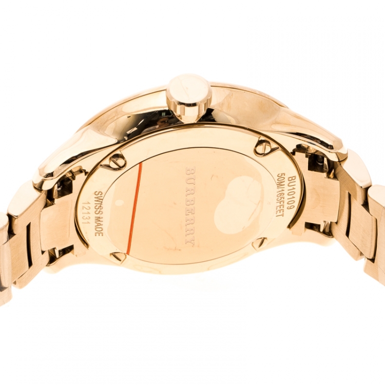 Pre Owned Burberry Gold Plated Stainless Steel Classic BU10109 Women's Wristwatch 32 mm